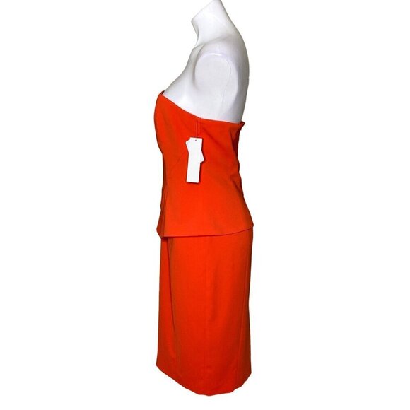 Jay Godfrey NWT $325 Flame Orange Cocktail Dress, Strapless Women's Size 10 - Picture 8 of 11